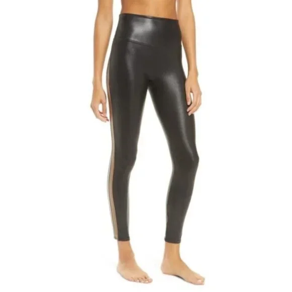 Spanx Faux Leather Track Stripe Leggings - Picture 3 of 7